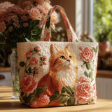 Bolsa Artesanal - Gato Naranja con Rosas