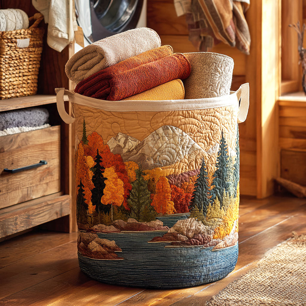 Cesto de Ropa Acolchado – Río de Otoño (con asas)