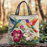 Bolsa Artesanal – Colibrí y Flores Blancas
