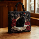 Bolsa Artisanal Acolchado - Gato Negro sobre Libros