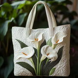 Bolsa Artesanal Acolchado - Lirios Blancos
