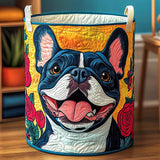 Cesto de Ropa Acolchado – Sonrisa Florida del Bulldog Francés (con asas)