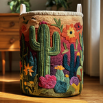 Cesto de Ropa Acolchado – Horizonte de Cactus (con asas)