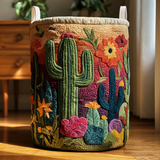 Cesto de Ropa Acolchado – Horizonte de Cactus (con asas)