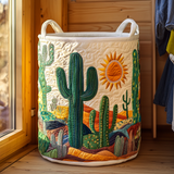 Cesto de Ropa Acolchado – Paisaje de Cactus (con asas)