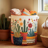 Cesto de Ropa Acolchado – Atardecer sobre los Cactus (con asas)