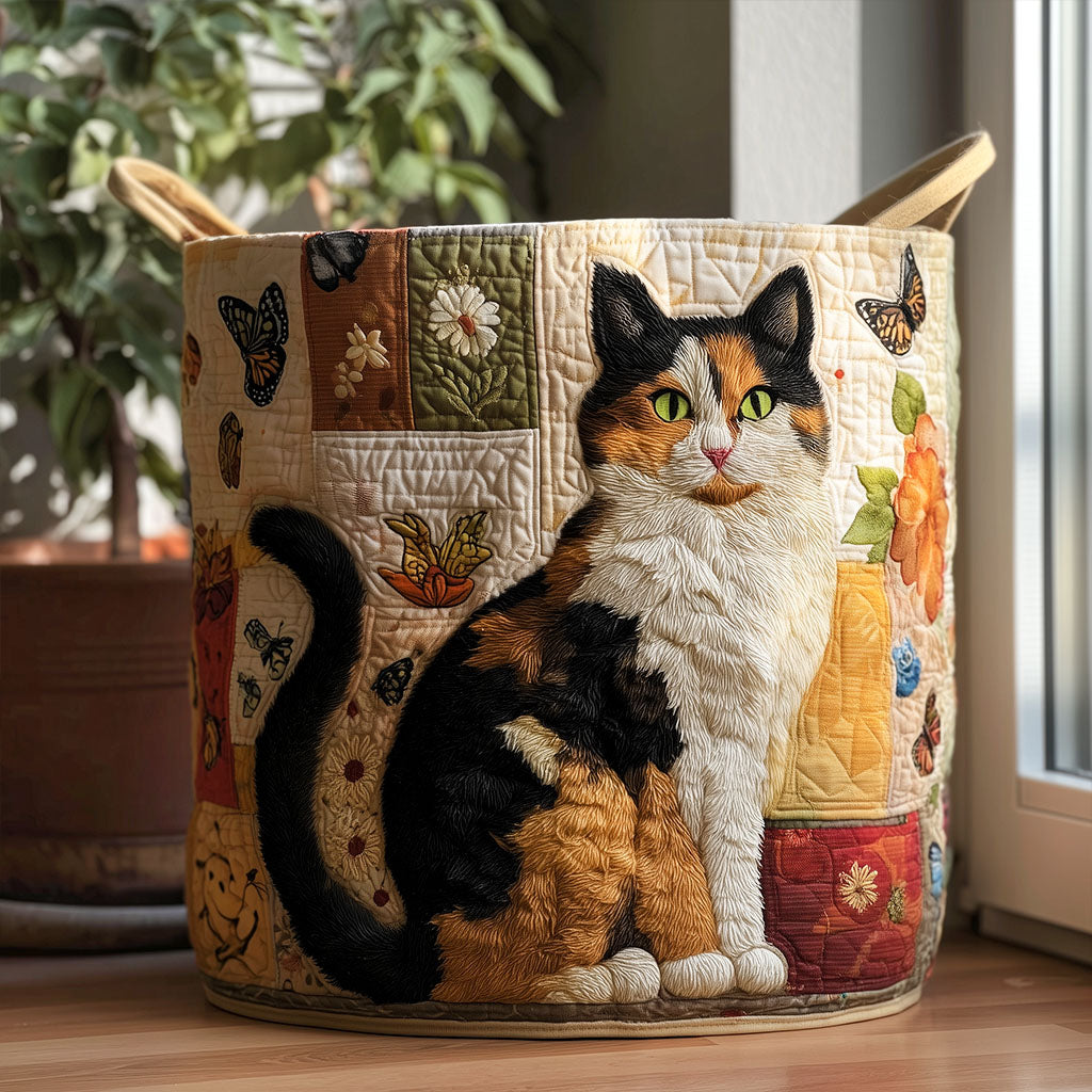 Cesto de Ropa Acolchado – Sueños de Gato (con asas)