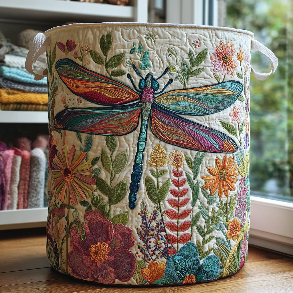 Cesto de Ropa Acolchado – Jardín de Mariposas (con asas)