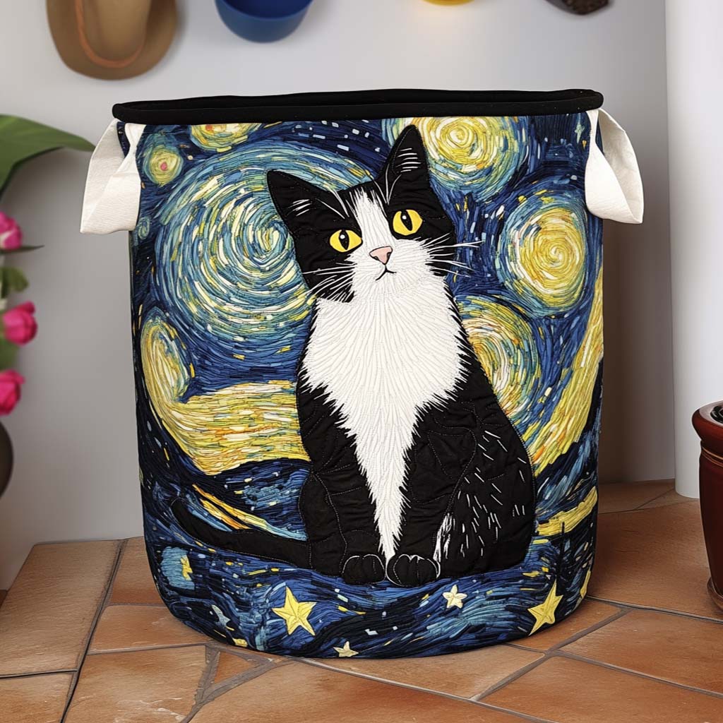 Cesto de Ropa Acolchado – Elegancia Felina (con asas)