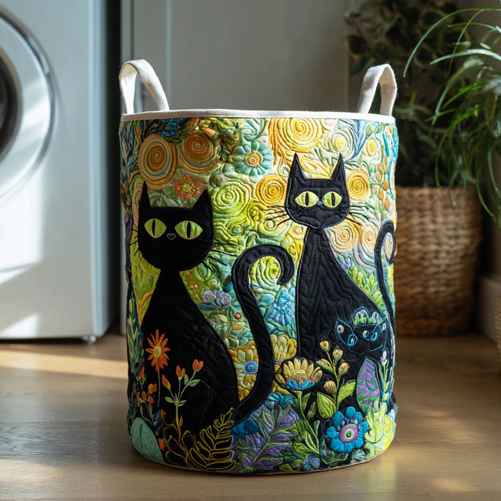 Cesto de Ropa Acolchado – Fiesta Felina (con asas)