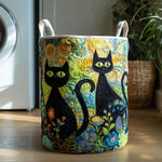 Cesto de Ropa Acolchado – Fiesta Felina (con asas)