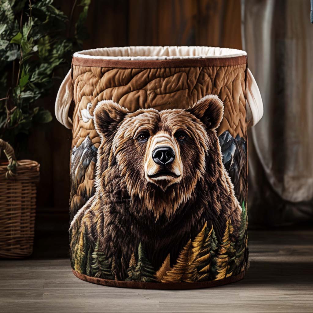 Cesto de Ropa Acolchado – Paseo del Oso en el Bosque (con asas)