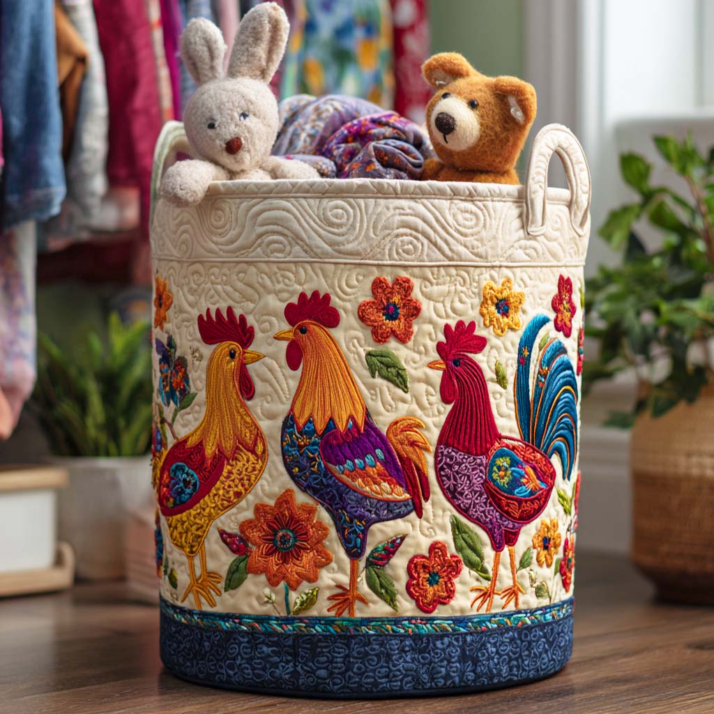 Cesto de Ropa Acolchado – Refugio de las Gallinas (con asas)