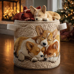 Cesto de Ropa Acolchado – Corgi de Vacaciones (con asas)