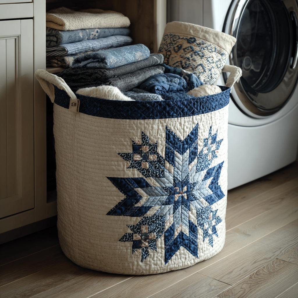Cesto de Ropa Acolchado – Copo de Nieve (con asas)