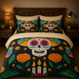 Juego de cama – Altar de Cempasúchil (3 piezas)