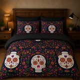 Juego de cama – Calaveras Florales (3 piezas)