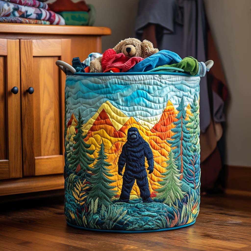 Cesto de Ropa Acolchado – Sasquatch de las Montañas (con asas)