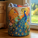 Cesto de Ropa Acolchado – Gloria del Pavo Real (con asas)