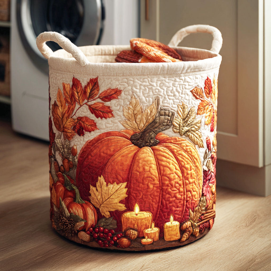 Cesto de Ropa Acolchado – Calabaza (con asas)
