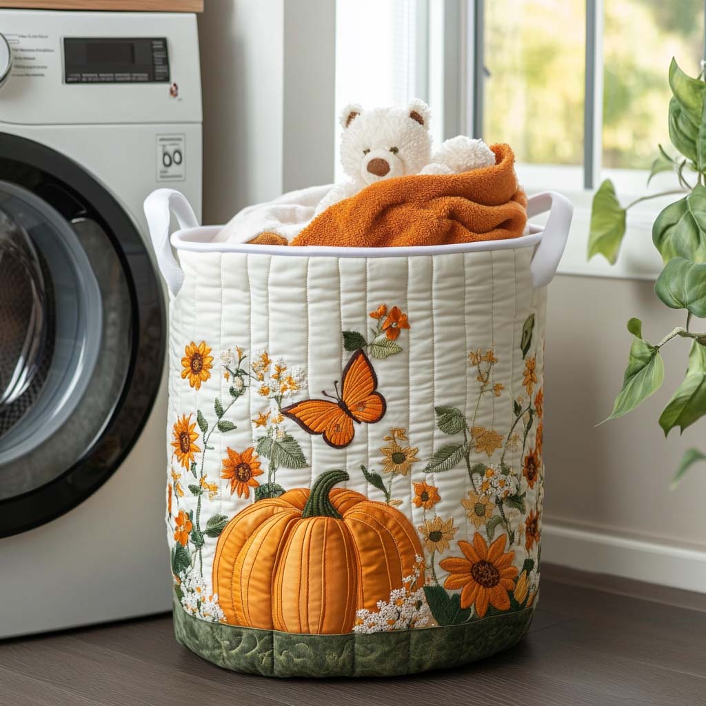 Cesto de Ropa Acolchado – Calabaza Matutina (con asas)