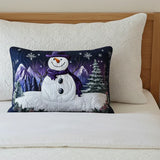 Funda de cojín – Muñeco de Nieve Morado