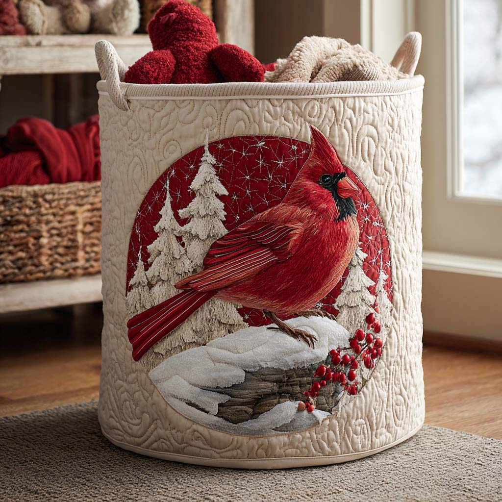 Cesto de Ropa Acolchado – Cardenal Rojo (con asas)
