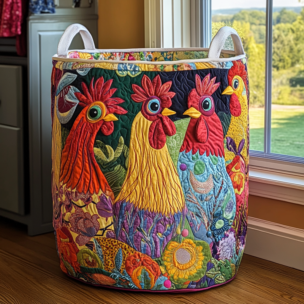 Cesto de Ropa Acolchado – Gallo (con asas)