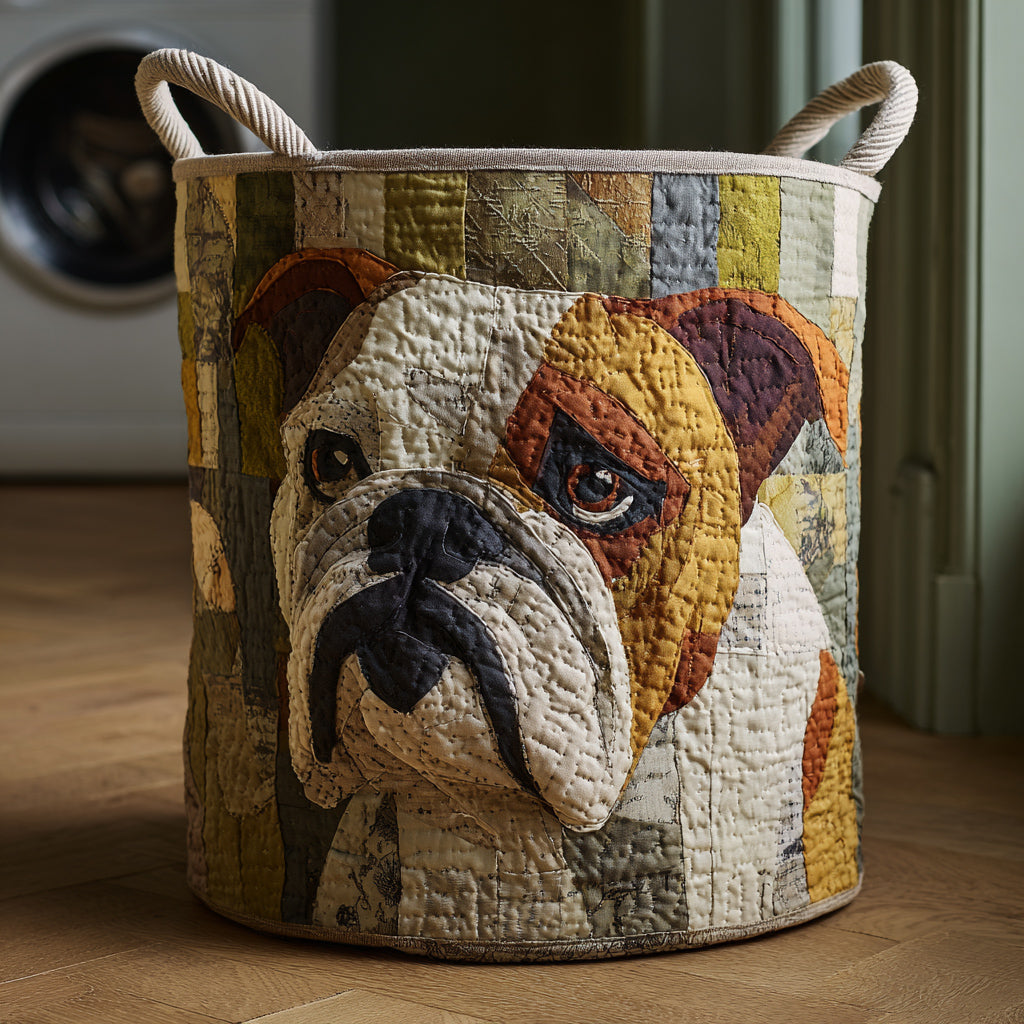 Cesto de Ropa Acolchado – Bulldog Rústico (con asas)