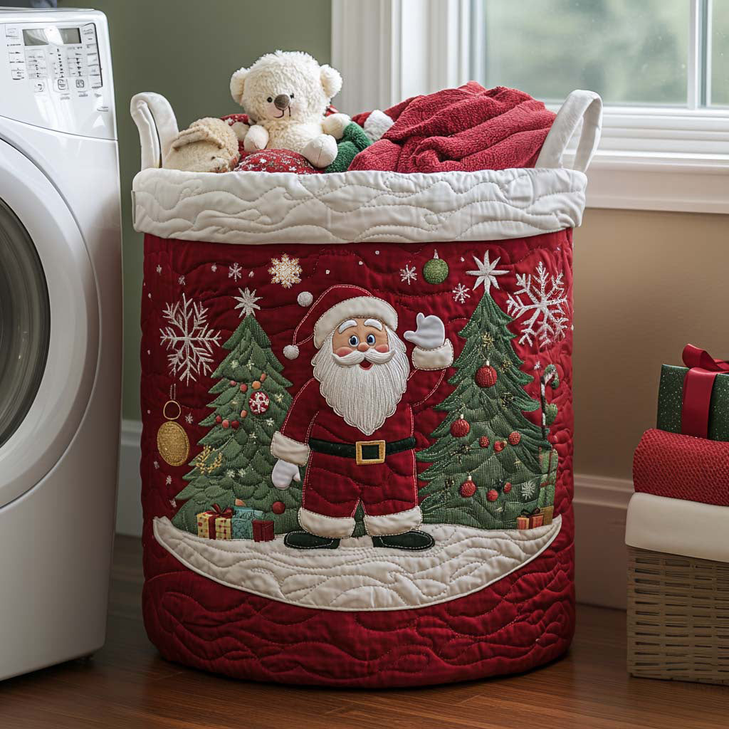 Cesto de Ropa Acolchado – Alegría de Santa Claus (con asas)