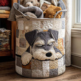 Cesto de Ropa Acolchado – Schnauzer Dormido (con asas)