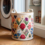 Cesto de Ropa Acolchado – Flores de Primavera (con asas)