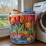 Cesto de Ropa Acolchado – Flores de Verano (con asas)