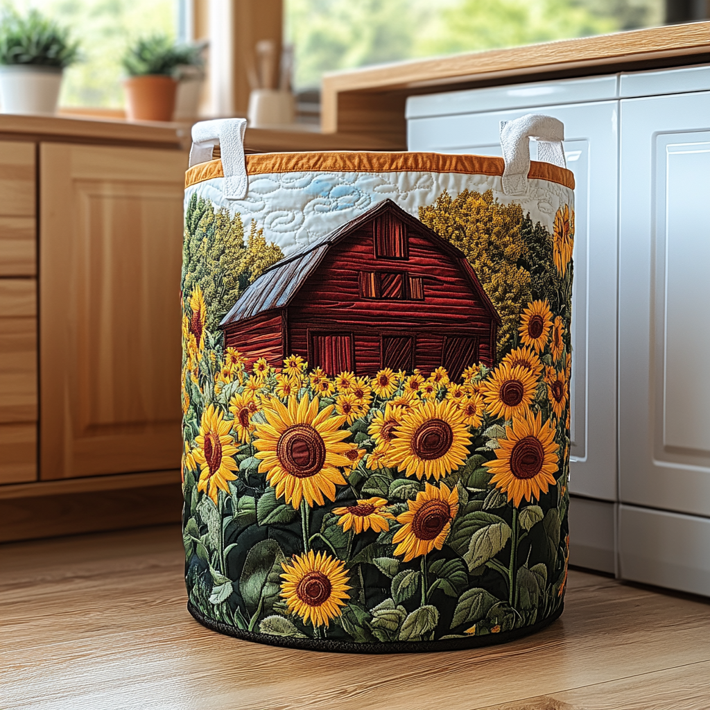 Cesto de Ropa Acolchado – Granero de los Girasoles (con asas)