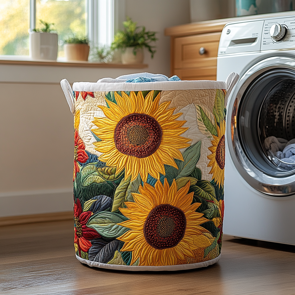 Cesto de Ropa Acolchado – Girasol (con asas)