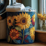 Cesto de Ropa Acolchado – Flores Soleadas (con asas)