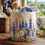 Cesto de Ropa Acolchado – Flores Silvestres (con asas)