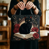 Bolsa Artisanal Acolchado - Gato Negro sobre Libros