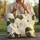 Bolsa Artisanal Acolchado - Lirios Blancos Elegantes