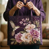 Bolsa Artesanal Acolchado - Colibríes y Orquídeas