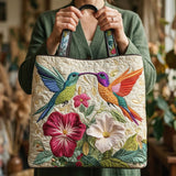 Bolsa Artesanal – Colibrí y Flores Blancas